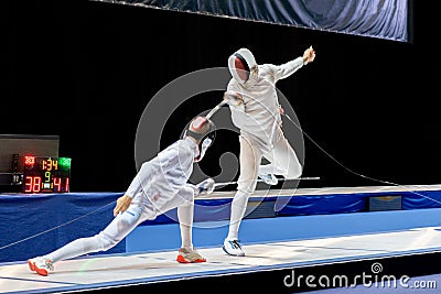 Fight at a fencing competition Editorial Stock Photo