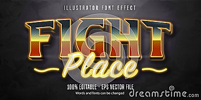 Fight place text, neon light style editable text effect Vector Illustration