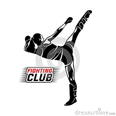 Fight Player logo design vector, boxing logo template, muay thai kick boxing logo vector, Combat Sport and Fitness Emblem with a Stock Photo