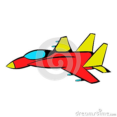 Fighter aircraft icon, icon cartoon Vector Illustration
