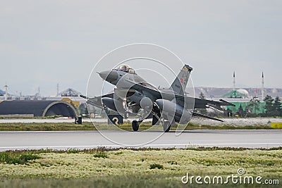 Fighter Aircraft landing to Konya Airport during Anatolian Eagle Air Force Exercise Editorial Stock Photo