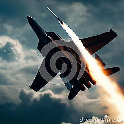 Fighter aircraft launches a rocket Stock Photo