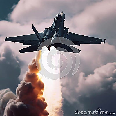 Fighter aircraft launches a rocket Stock Photo