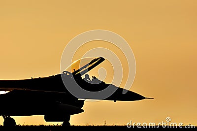 Fighter aircraft sunset Stock Photo