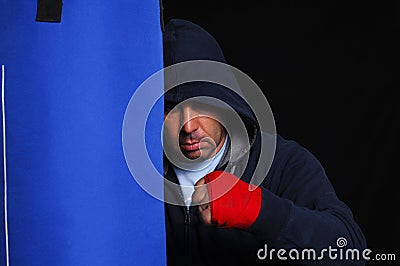 Fighter in concentration moment Stock Photo