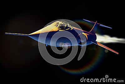 Fighter F104 on black Stock Photo