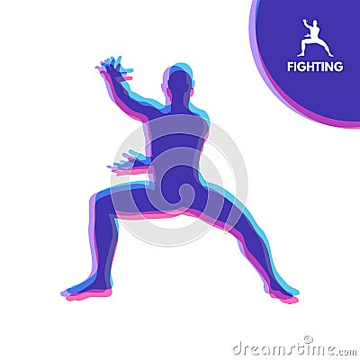 Fighter. Human Body. Sport Symbol. Design Element. Martial Arts. Vector Illustration Vector Illustration