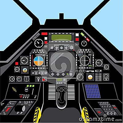 Fighter Jet Cockpit Vector Illustration