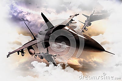 Fighter Jets in Action Stock Photo