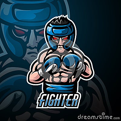 Fighter mascot sport esport logo design Vector Illustration