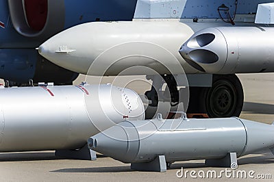 Fighter missiles and bombs Stock Photo