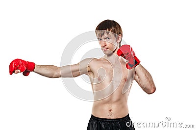 Fighter mixed martial strike directly Stock Photo