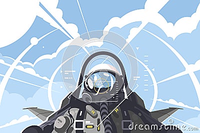 Fighter pilot in cockpit Vector Illustration