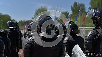 Fighters of the special police units armed with special facilities Editorial Stock Photo