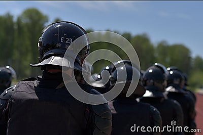 Fighters of the special police units armed with special facilities Editorial Stock Photo