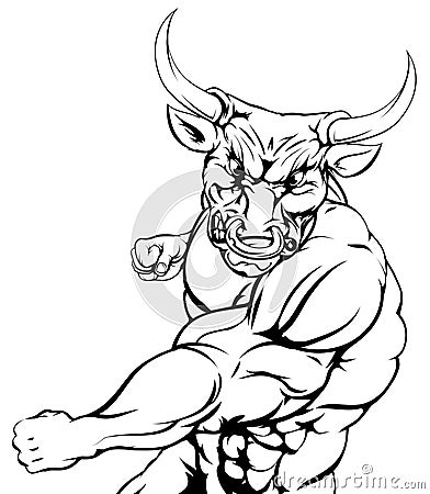 Fighting bull character sports mascot Vector Illustration