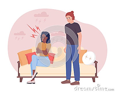 Fighting couple flat concept vector illustration Vector Illustration