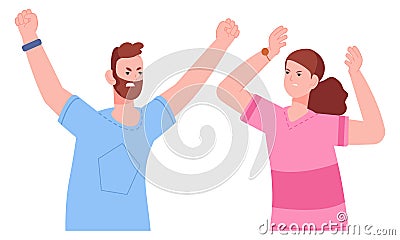 Fighting couple. Man and woman yelling. Angry people disagreement Vector Illustration