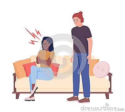 Fighting couple semi flat color vector characters Vector Illustration