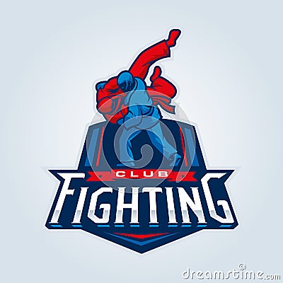 Fighting logo. Judo sport emblem Vector Illustration