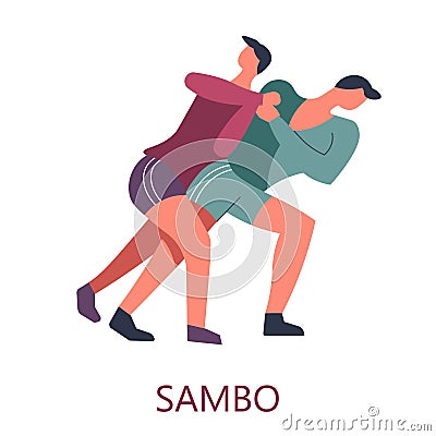 Fighting martial art sambo sparring fighters combat Vector Illustration