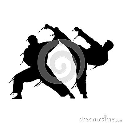 Fighting martial art splash silhouette design vector Cartoon Illustration