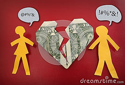 Fighting paper couple heart Stock Photo