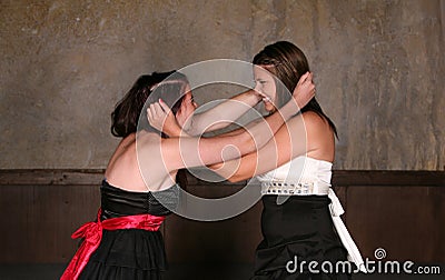 Fighting teen girls Stock Photo