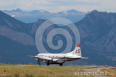 Fighting Wildfire in the Rocky Mountains Editorial Stock Photo