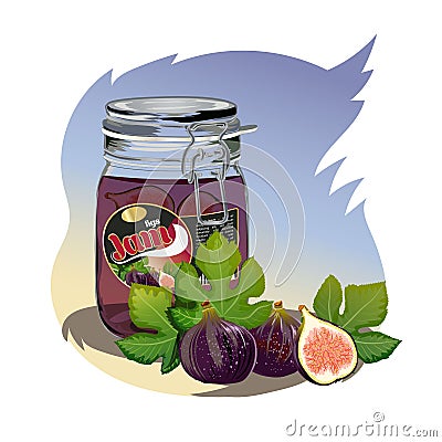 Figs jam in the jar. Stock Photo