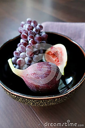 Figs and red grapes Stock Photo