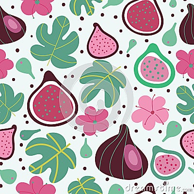 Figs. Vector seamless pattern Stock Photo