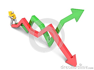 Figure carrying dollar sign Stock Photo