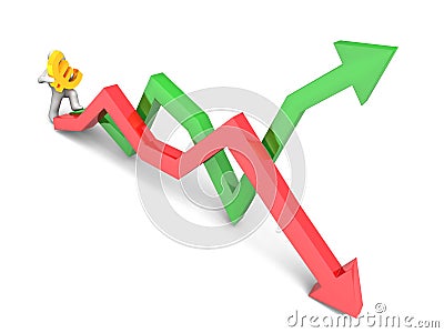 Figure carrying euro sign Stock Photo