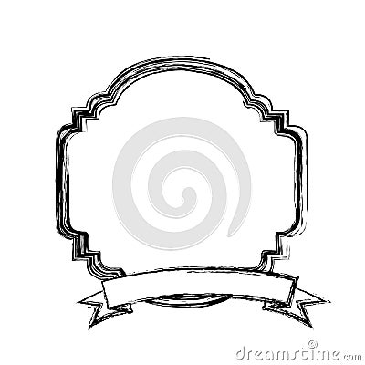 figure emblem border ornamental with ribbon Cartoon Illustration