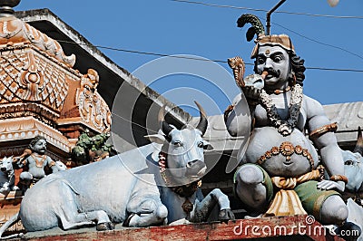 Figure on the Hindu temple on the island of Ceylon. Stock Photo