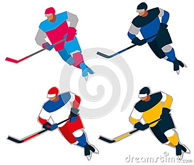 The figure of a hockey player. Set different color sportswear Vector Illustration