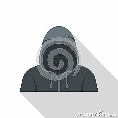 Figure in a hoodie icon, flat style Vector Illustration