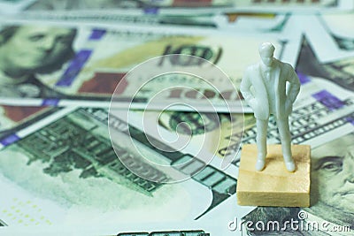 Figure human and 100 dollar banknote business content Stock Photo