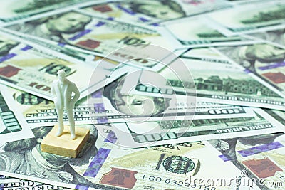 Figure human and 100 dollar banknote business content Stock Photo