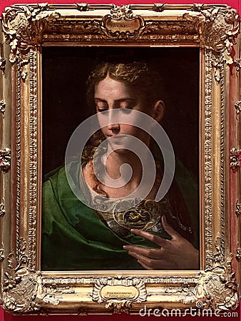 The Italian artist Parmigianino masterpiece Pallas Athene exhibited at the Queen Gallery part of the Royal Collection Editorial Stock Photo