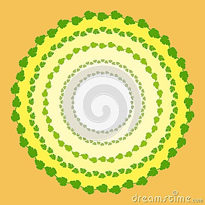 Figure illustration with circle green leaves Bush, yellow circles with ornamental circle elements for decoration and card design Vector Illustration