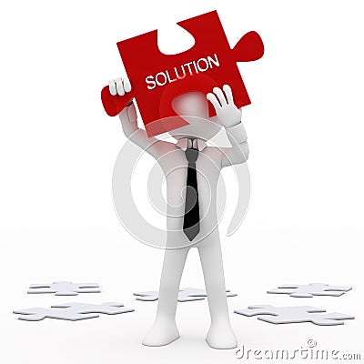 Figure with jigsaw solution Stock Photo