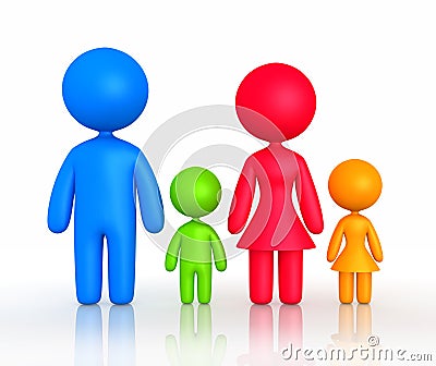 Figure of parents and children standing Stock Photo
