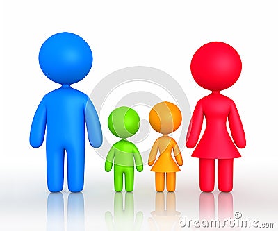 Figure of parents and children standing Stock Photo