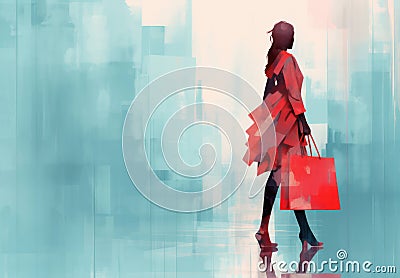 Figure purchase happiness elegance happy person glamour women chic lady retro women silhouette model Cartoon Illustration