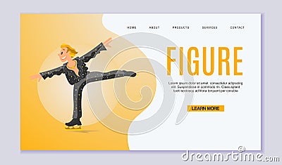 Figure Scating vector web template. Olympic species of skate events. Winter sports games for web, landing pages and Vector Illustration