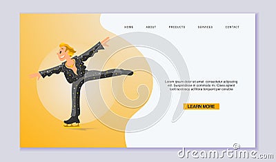 Figure Scating vector web template. Olympic species of skate events. Winter sports games for web, landing pages and Vector Illustration