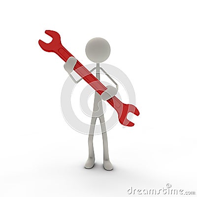 Figure with wrench red Stock Photo