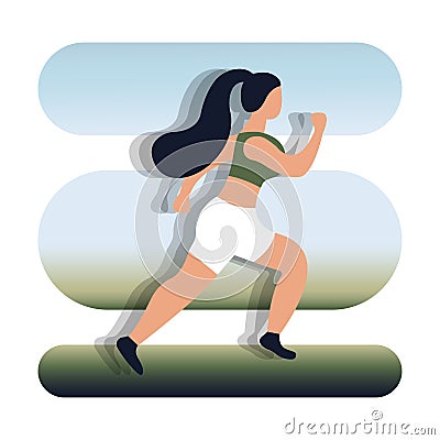 The figure shows a girl running. Runner woman isolated. Running fit fitness sport isolated on white background Vector Illustration